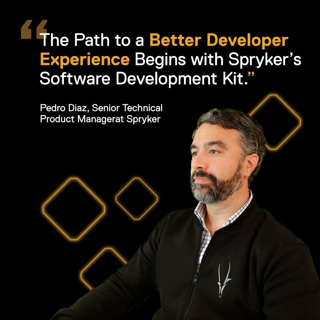 Pedro Diaz, Senior Technical Product Manager at Spryker, shares insights about enhancing developer experience through Spryker's SDK in a featured quote.
