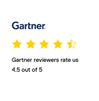 Gartner logo with a 4.5 out of 5 stars rating, highlighting its excellence in E-Commerce solutions.