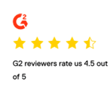 A G2 logo is displayed above a 4.5-star rating, showcasing the outstanding demo quality.
