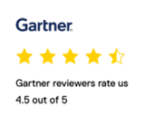 Gartner logo above an image showing a brand rating of 4.7 out of 5 stars.