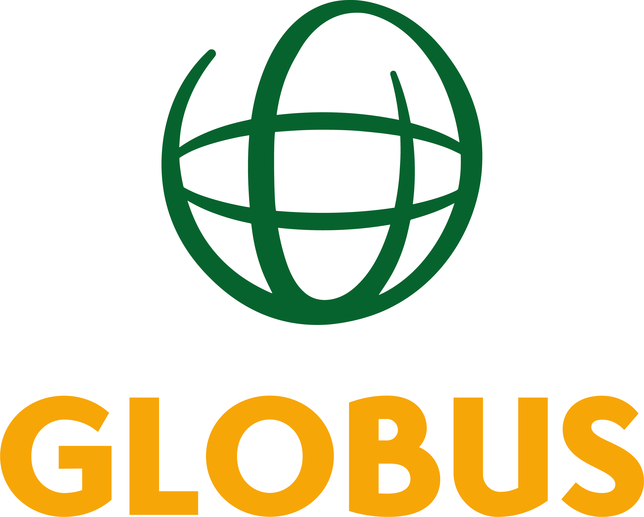 A green globe logo proudly sits above the word "GLOBUS" in bold, orange letters, creating an eye-catching design for onair presentation.