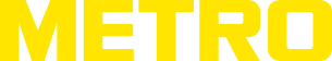 Bold, yellow text that reads 'METRO' on a sleek black background.