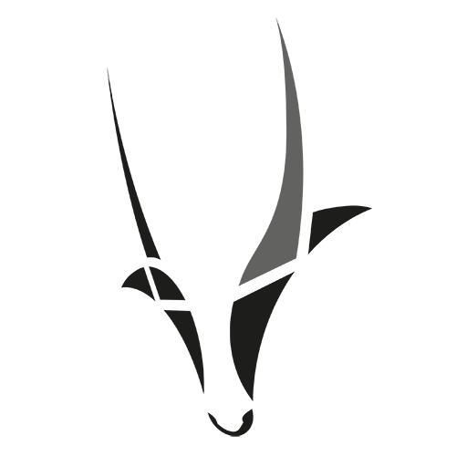 Silhouette of an oryx head facing downward with long, curved horns, perfectly symbolizing the strength and elegance that B2B manufacturers strive for in the competitive E-Commerce landscape.
